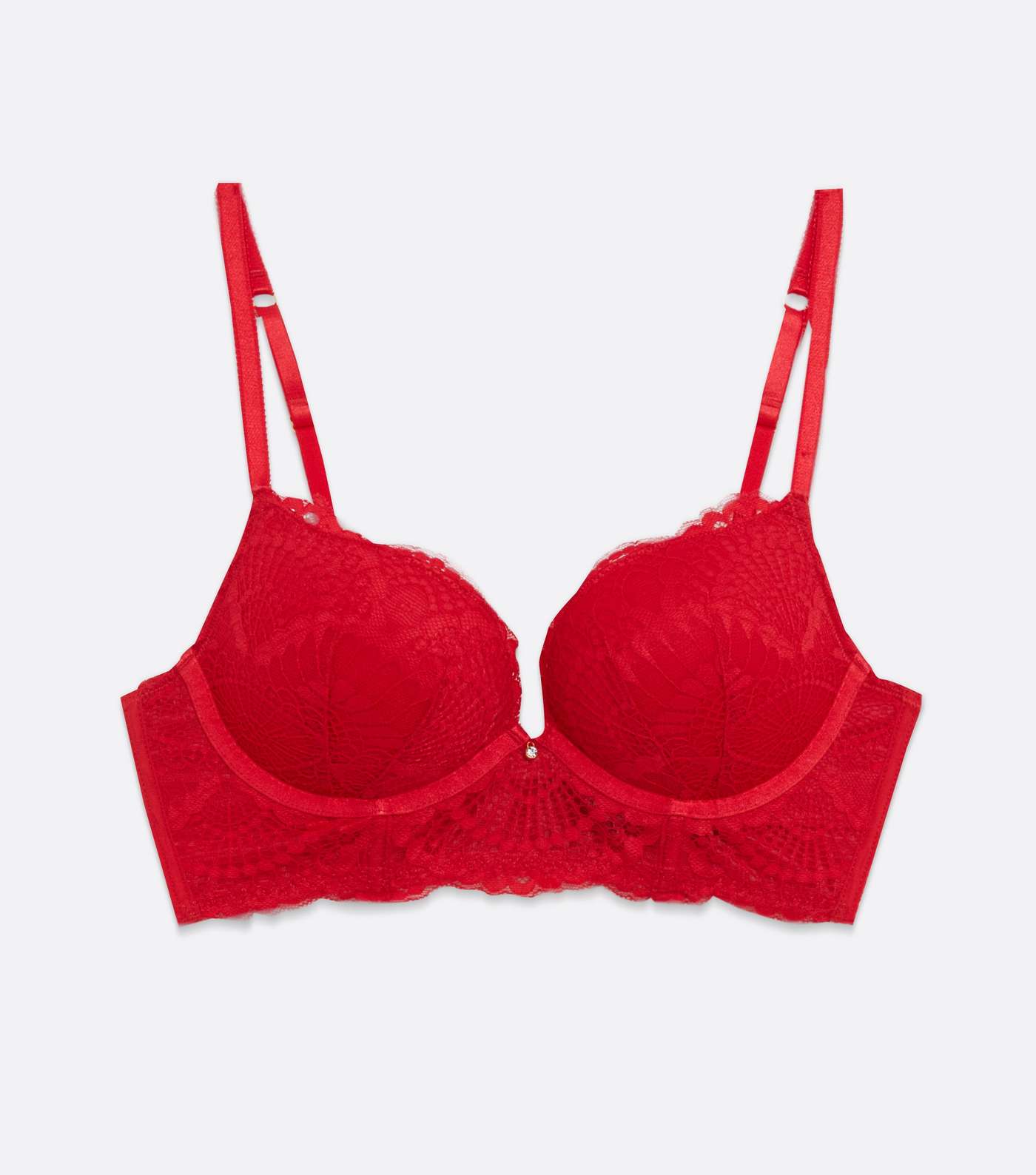 Red Scallop Lace Push-Up Bra Image 5