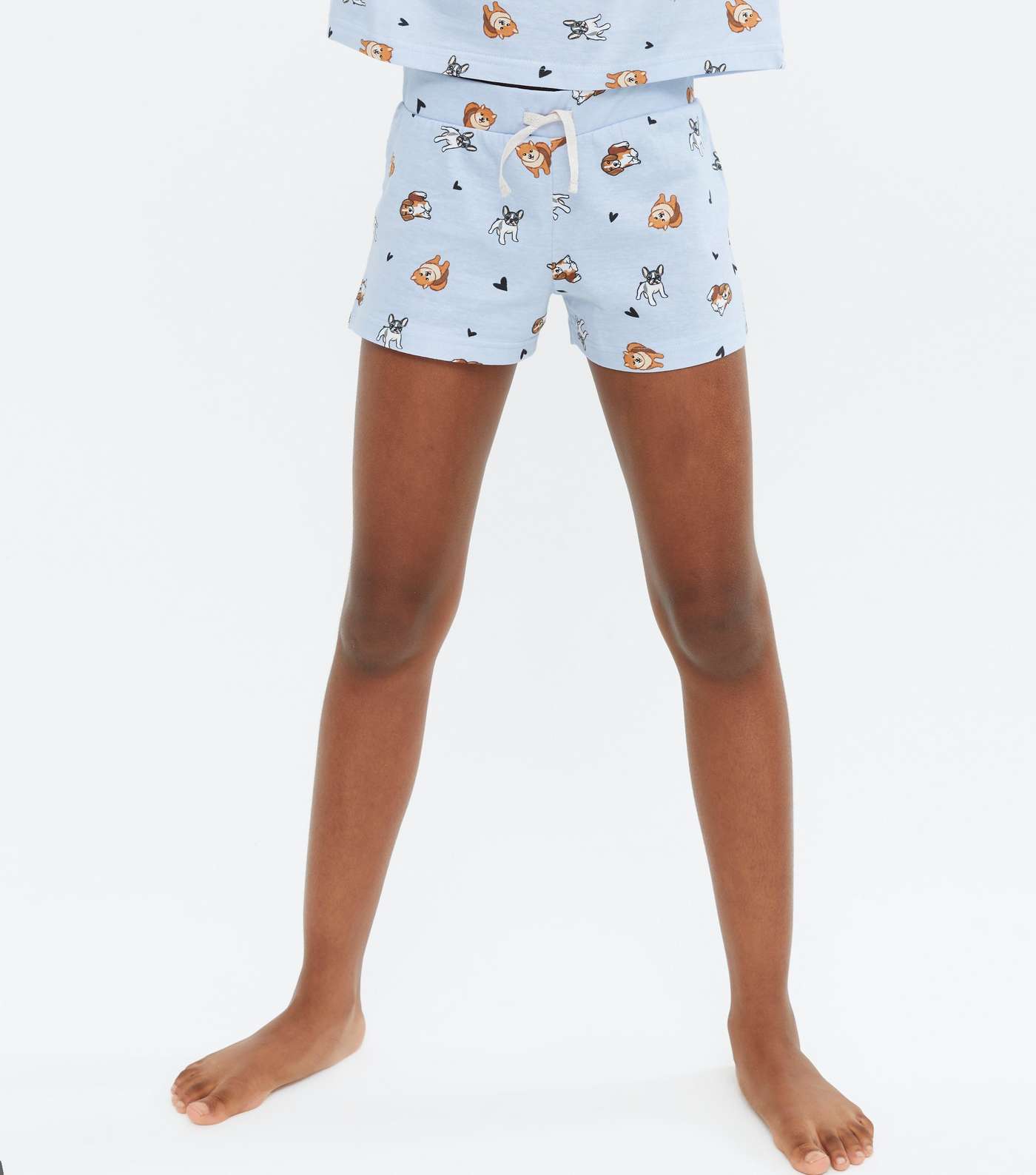 Girls Blue Dog and Heart Short Pyjama Set Image 3