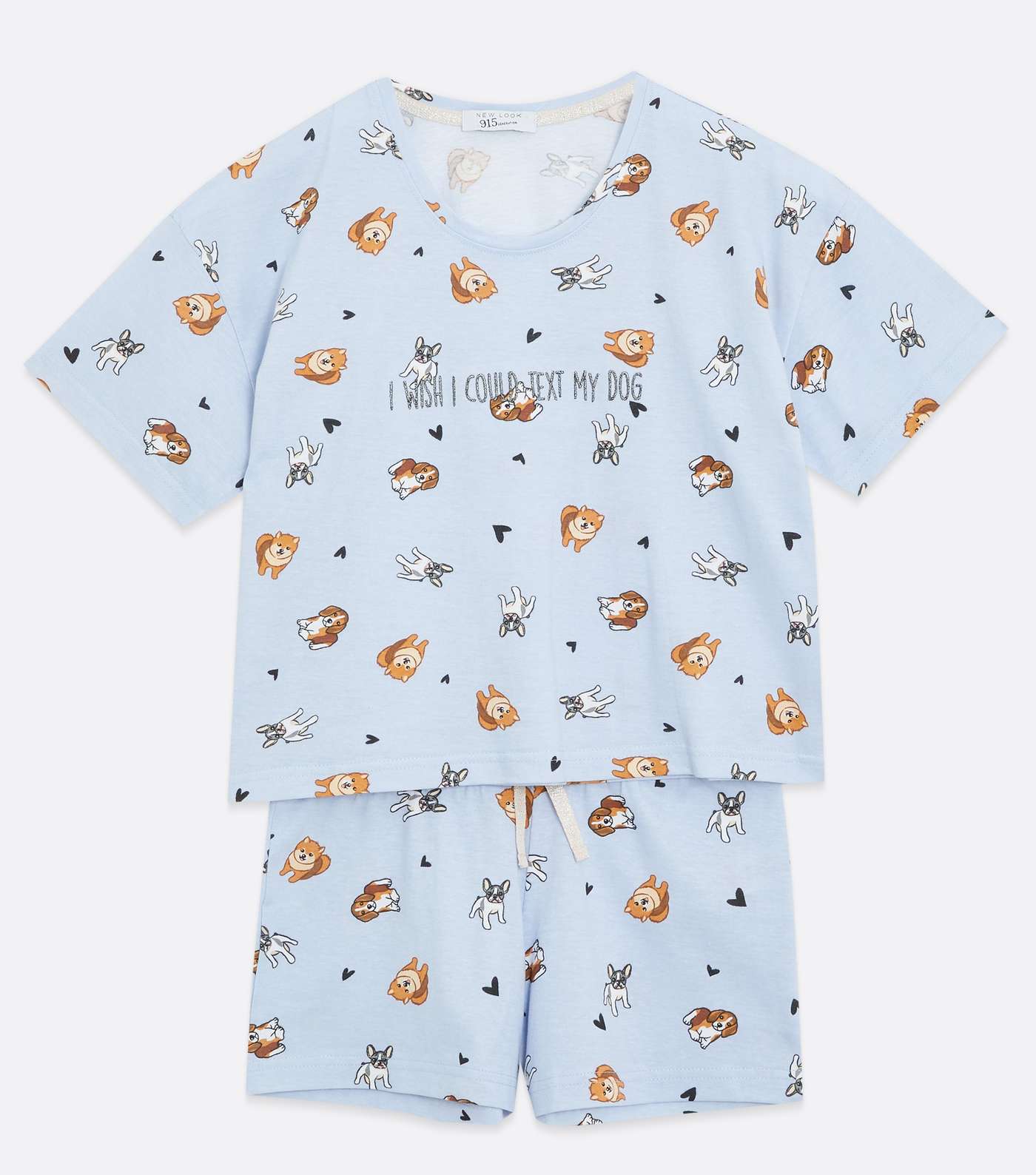 Girls Blue Dog and Heart Short Pyjama Set Image 5
