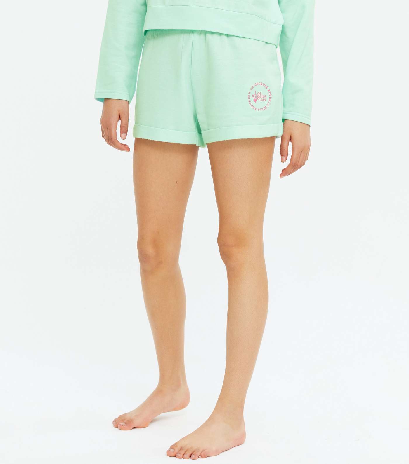 Girls Mint Green Los Angeles Logo Short Pyjama Set Image 3