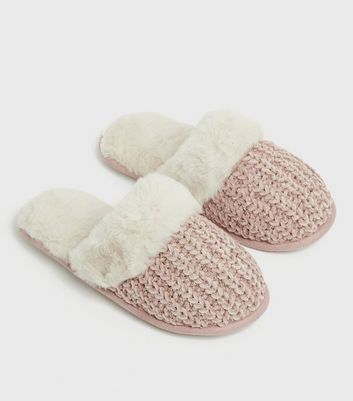 fluffy mule slippers with heel