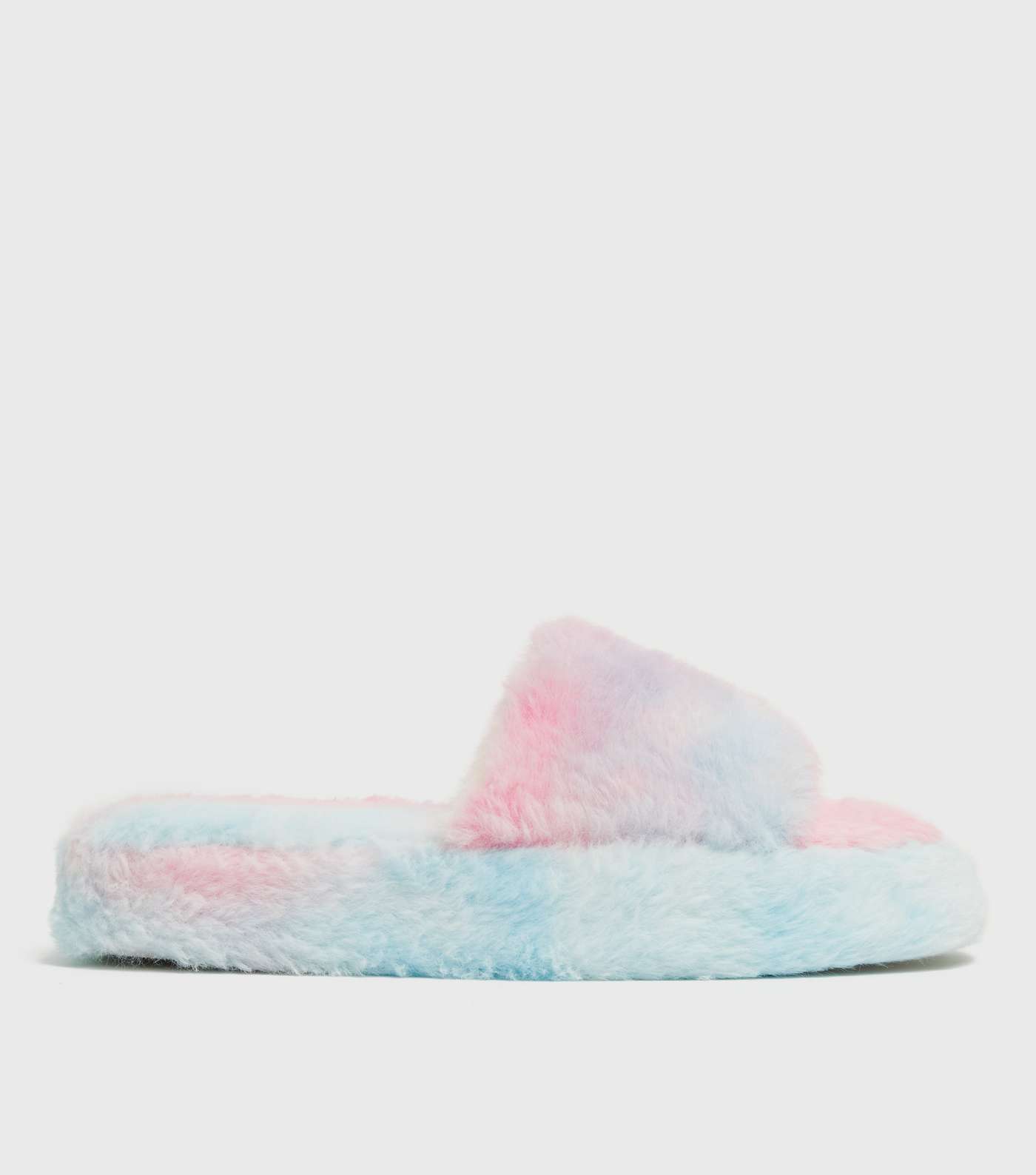 Multicoloured Faux Fur Flatform Slider Slippers