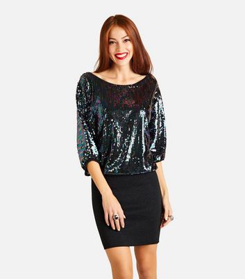 yumi black sequin dress