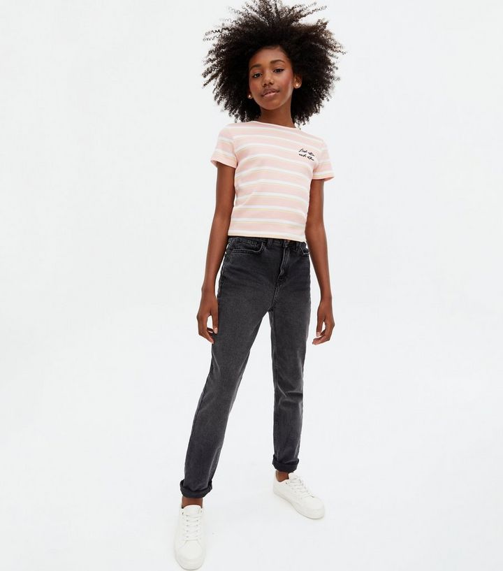 Girls Black High Waist Tori Mom Jeans New Look Girls Black High Waist Tori Mom Jeans New Look