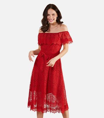 Red lace dress hot sale new look