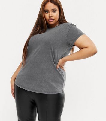 Dark Grey Acid Wash Oversized T-Shirt 
