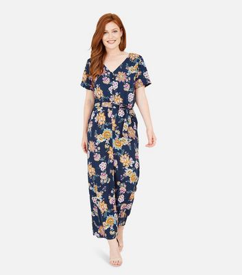navy floral jumpsuit