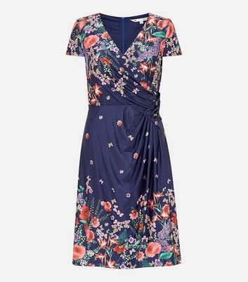 Yumi floral print wrap dress outlet navy