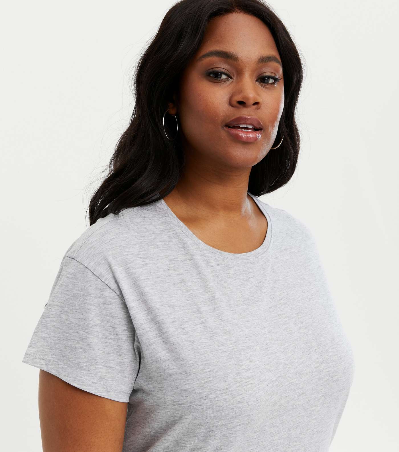 Curves 3 Pack Grey Black and White Crew Neck T-Shirts Image 3