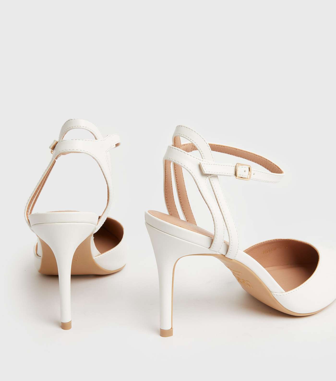White Pointed 2 Part Stiletto Heel Court Shoes Image 4