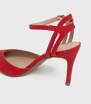 red pointed court shoes