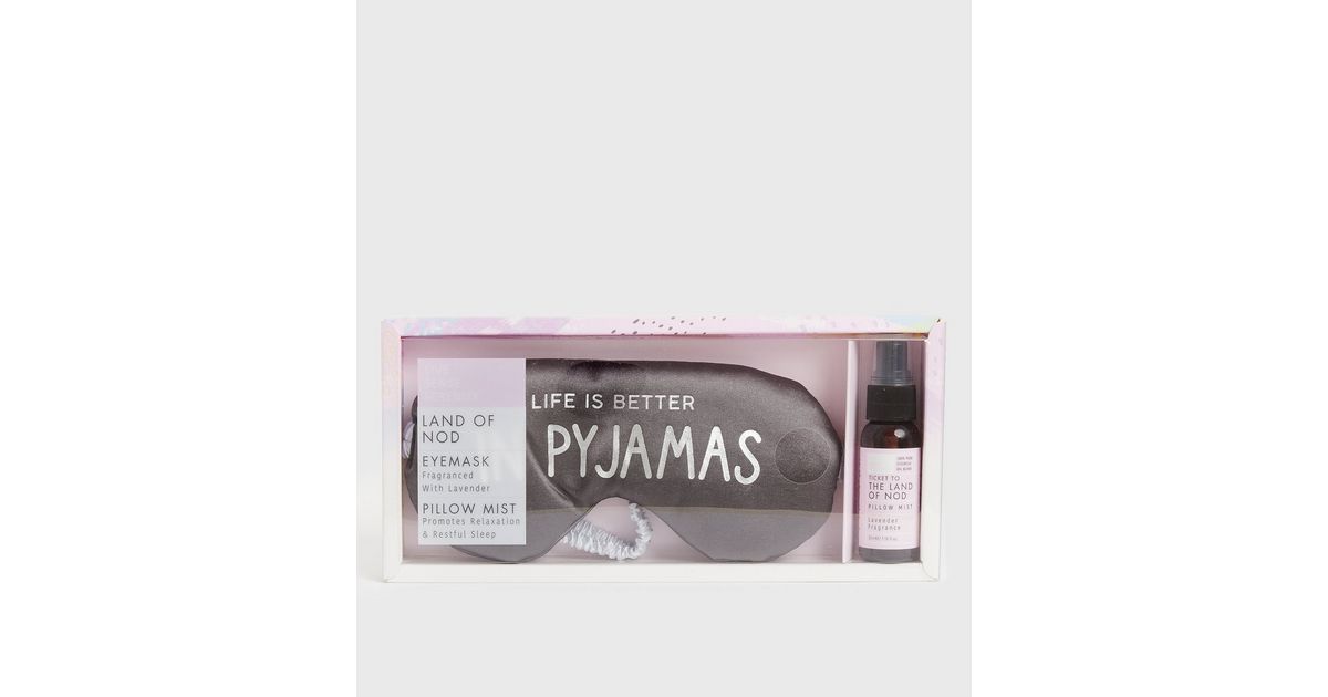 Grey Satin Eye Mask and Pillow Mist Set New Look