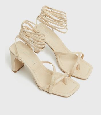 off white open toe heels