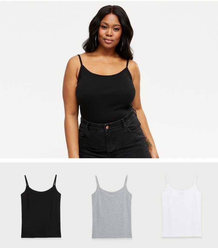 3 PACK Plus Size Black & White Cami Tops