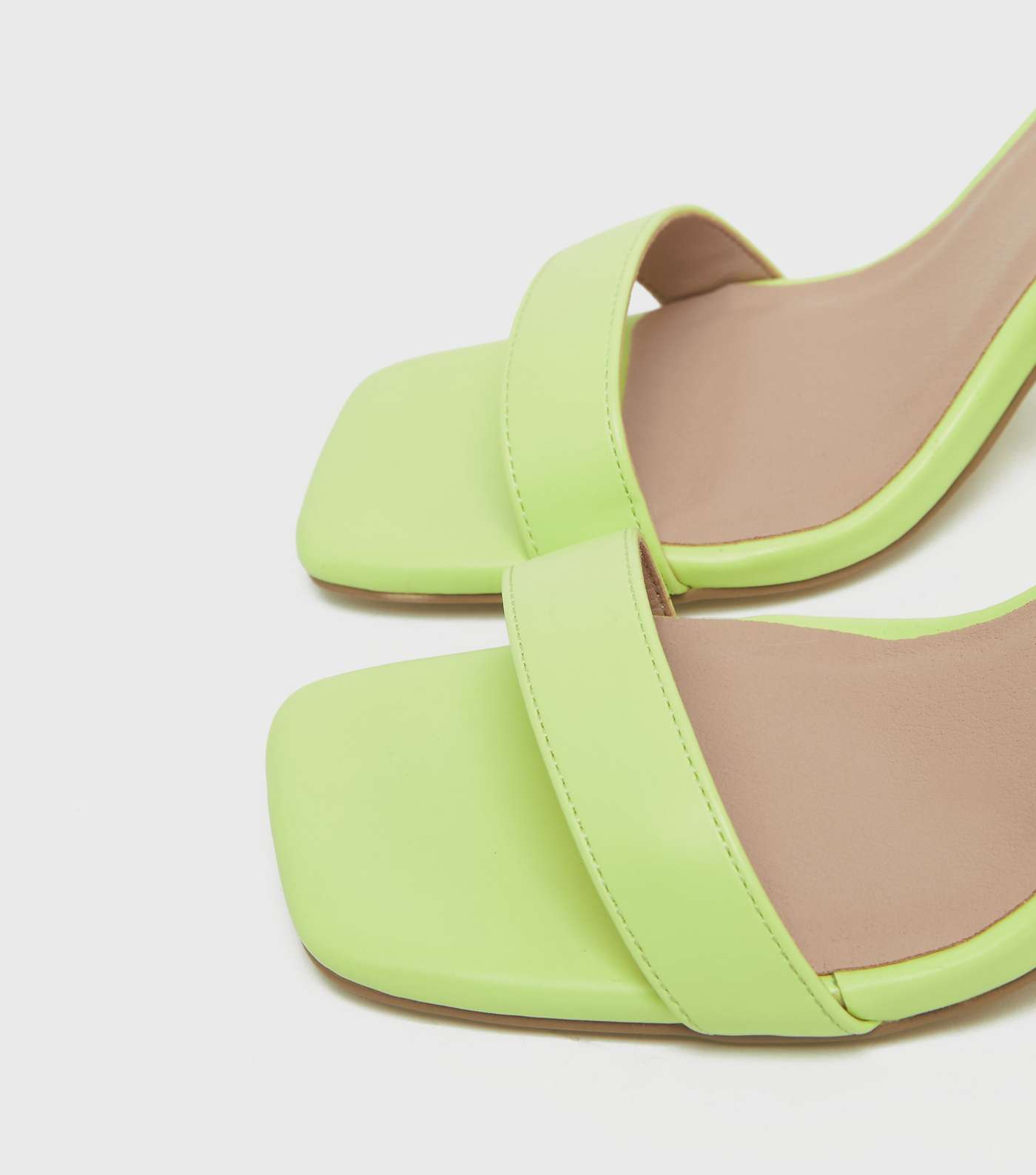 Green Leather-Look Strappy Stiletto Heel Sandals Image 3