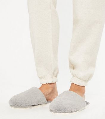 mule slippers grey