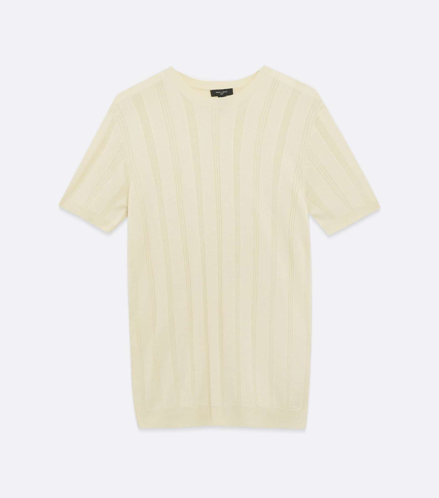 Off White Ribbed Fine Knit Muscle Fit T-Shirt Image 5