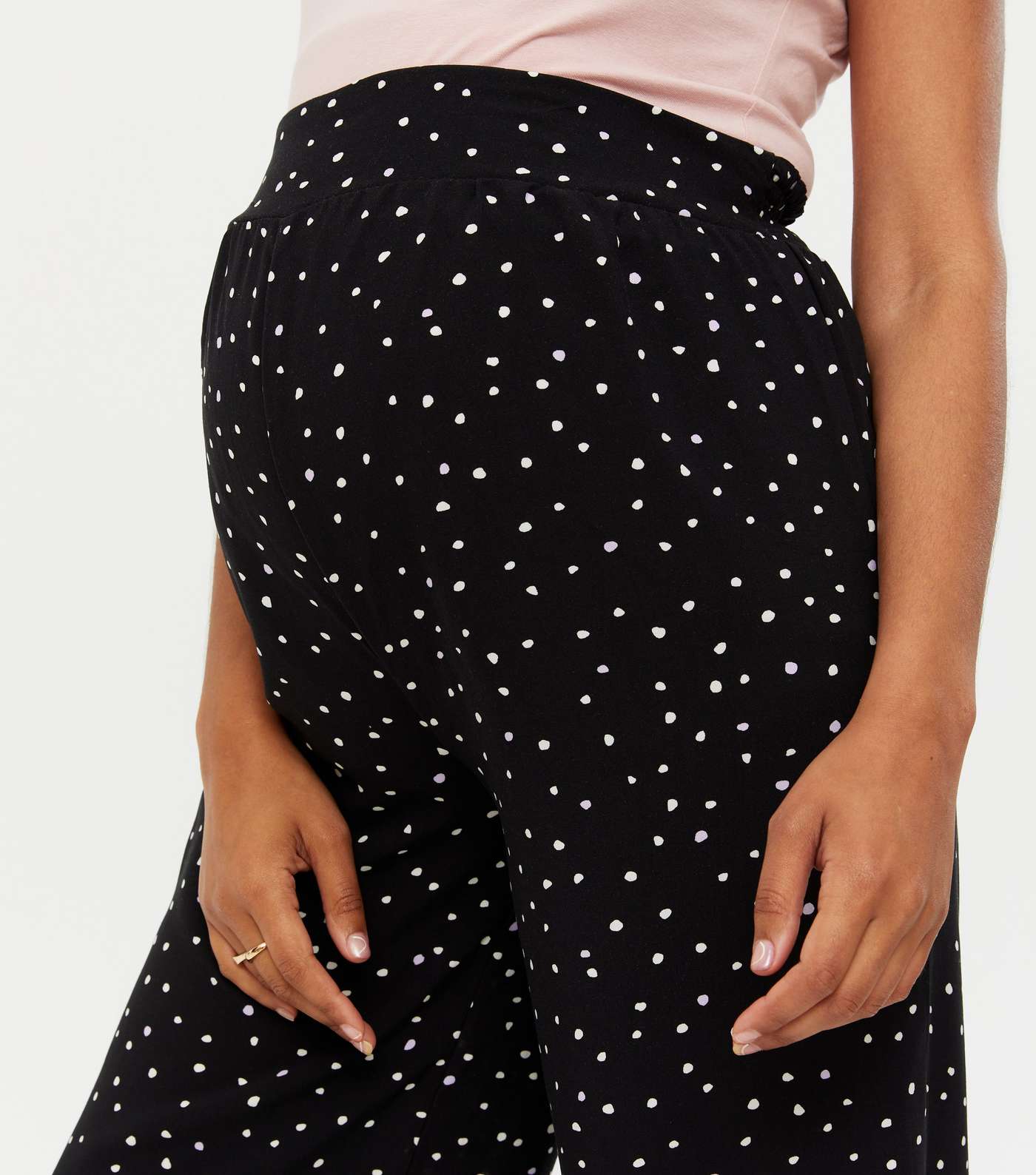 Maternity Black Spot Wide Leg Trousers Image 3