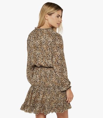 apricot leopard print dress