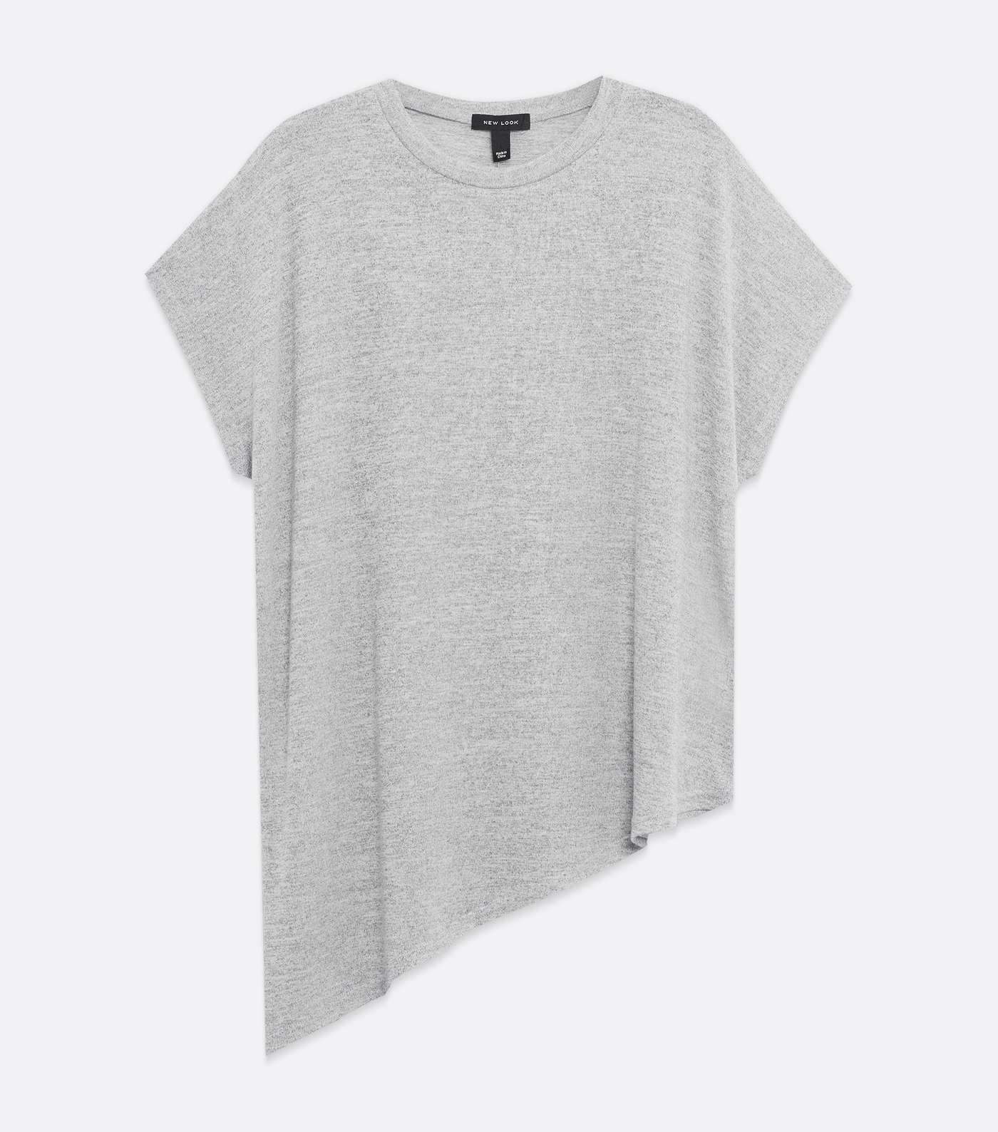 Pale Grey Fine Knit Asymmetric Long T-Shirt Image 5