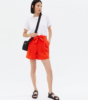 Red tie cheap waist shorts