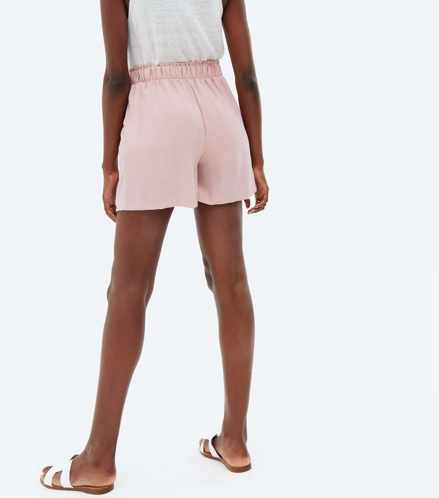 Pale Pink Tie Front Shorts Image 4