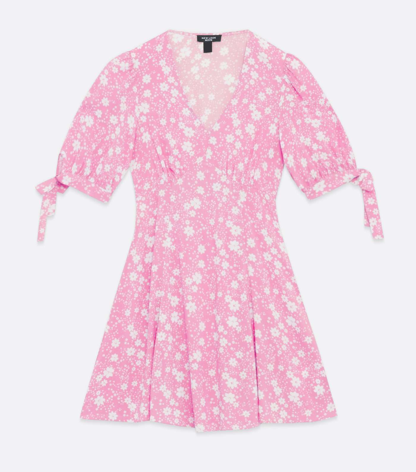 Petite Pink Floral Tie Sleeve Mini Dress Image 5