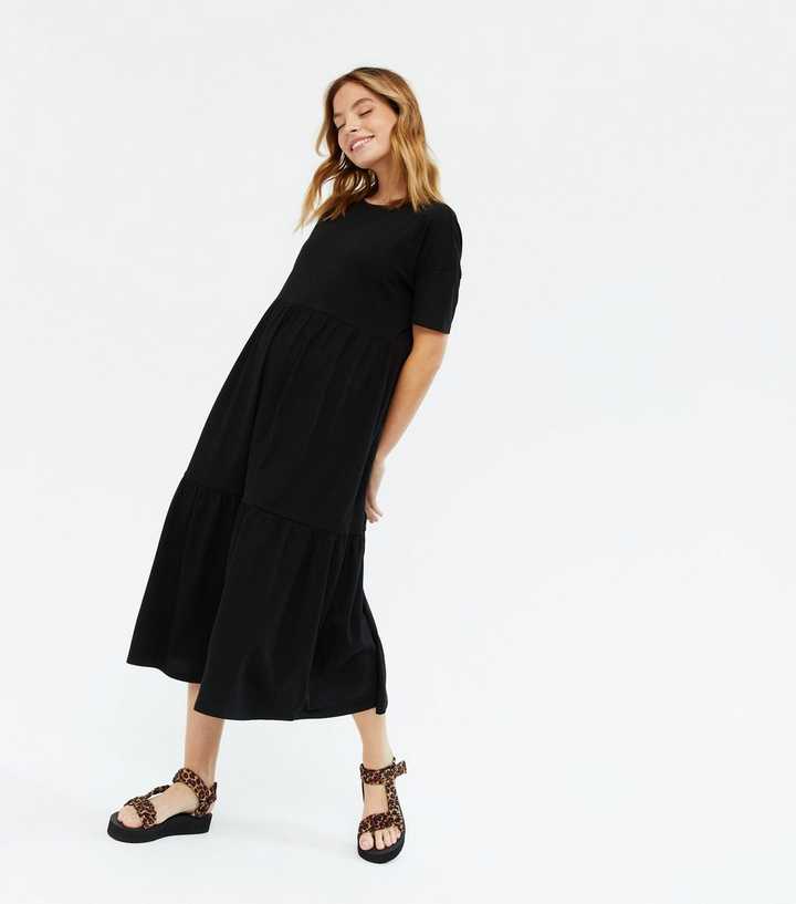 black midi smock dress