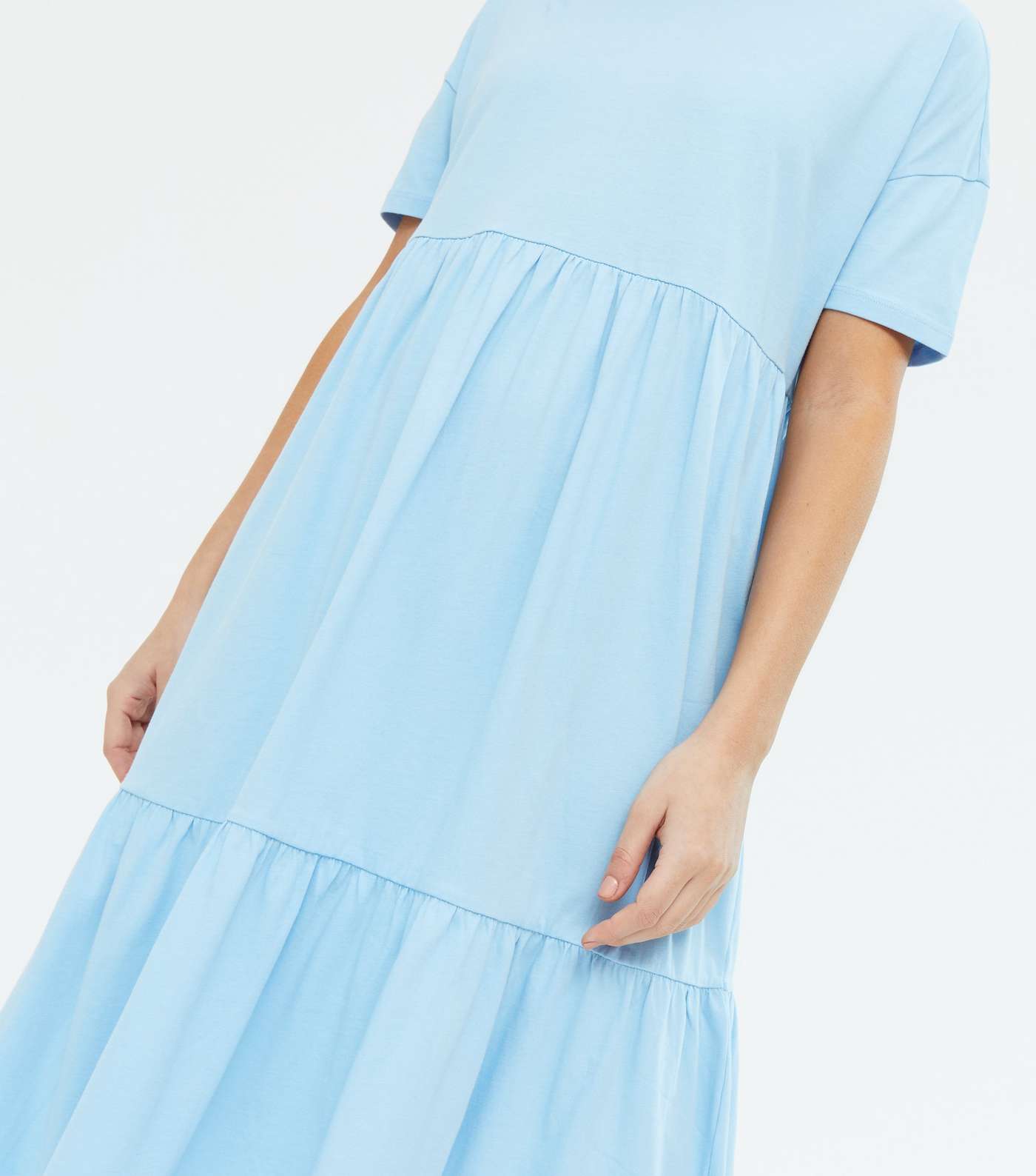 Petite Pale Blue Jersey Smock Midi Dress Image 3