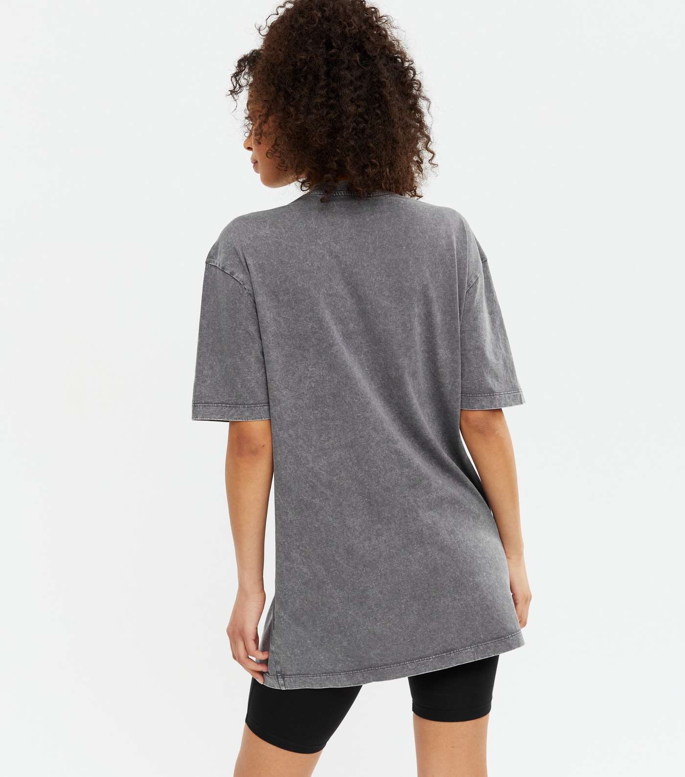 Tall Dark Grey Acid Wash Oversized T-Shirt Image 4