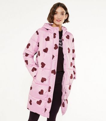 womens long pink puffer coat