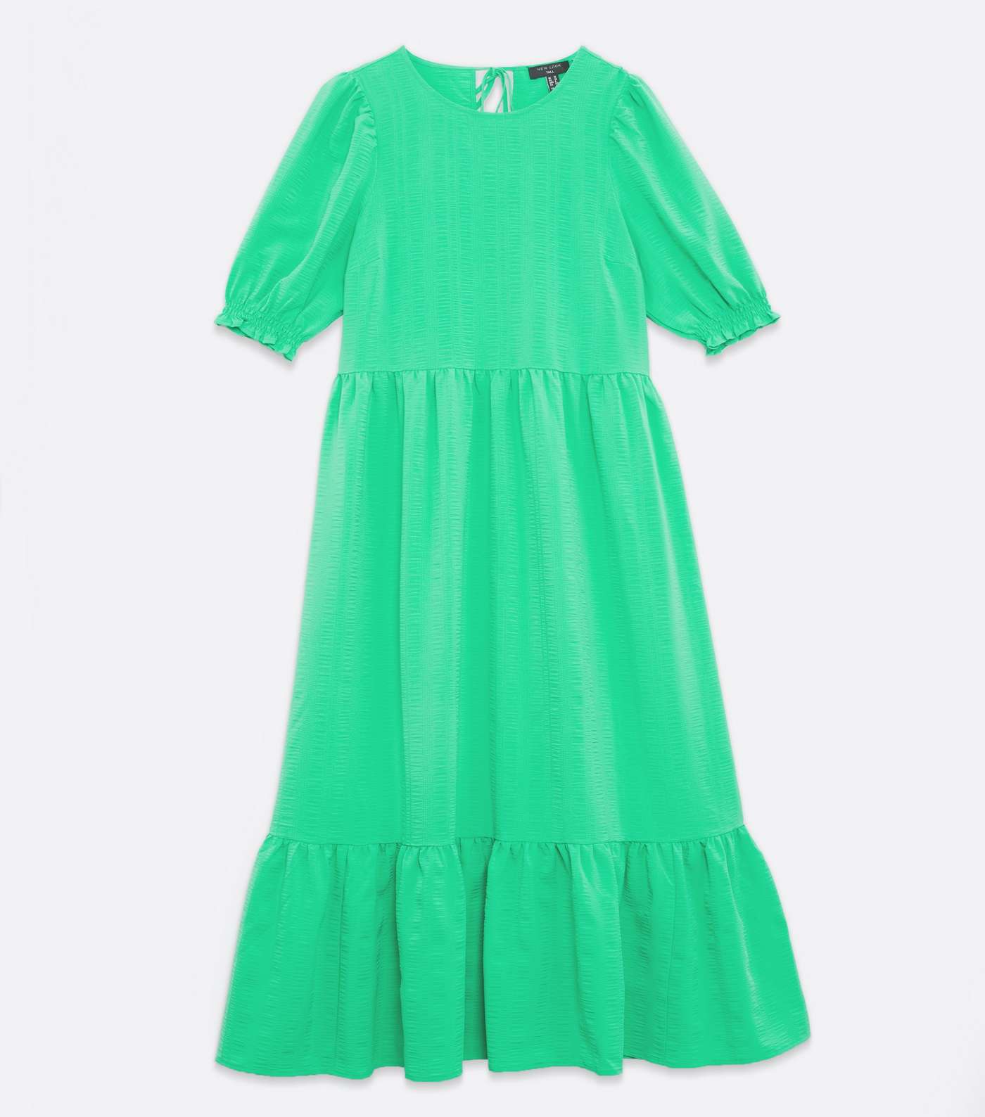 Tall Light Green Textured Tie Back Tiered Midi Dress Image 5