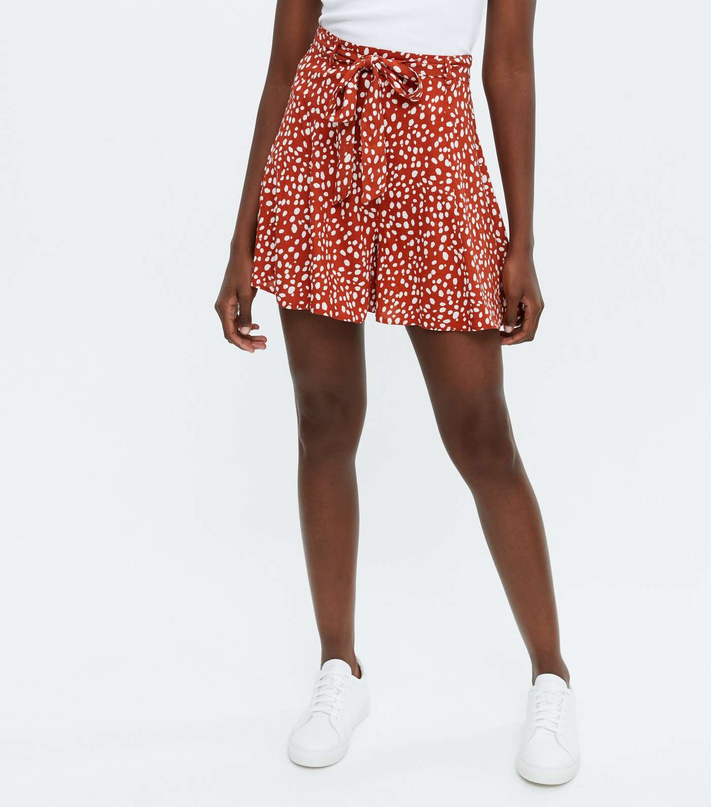 Tall Rust Spot Belted Flippy Shorts Image 2