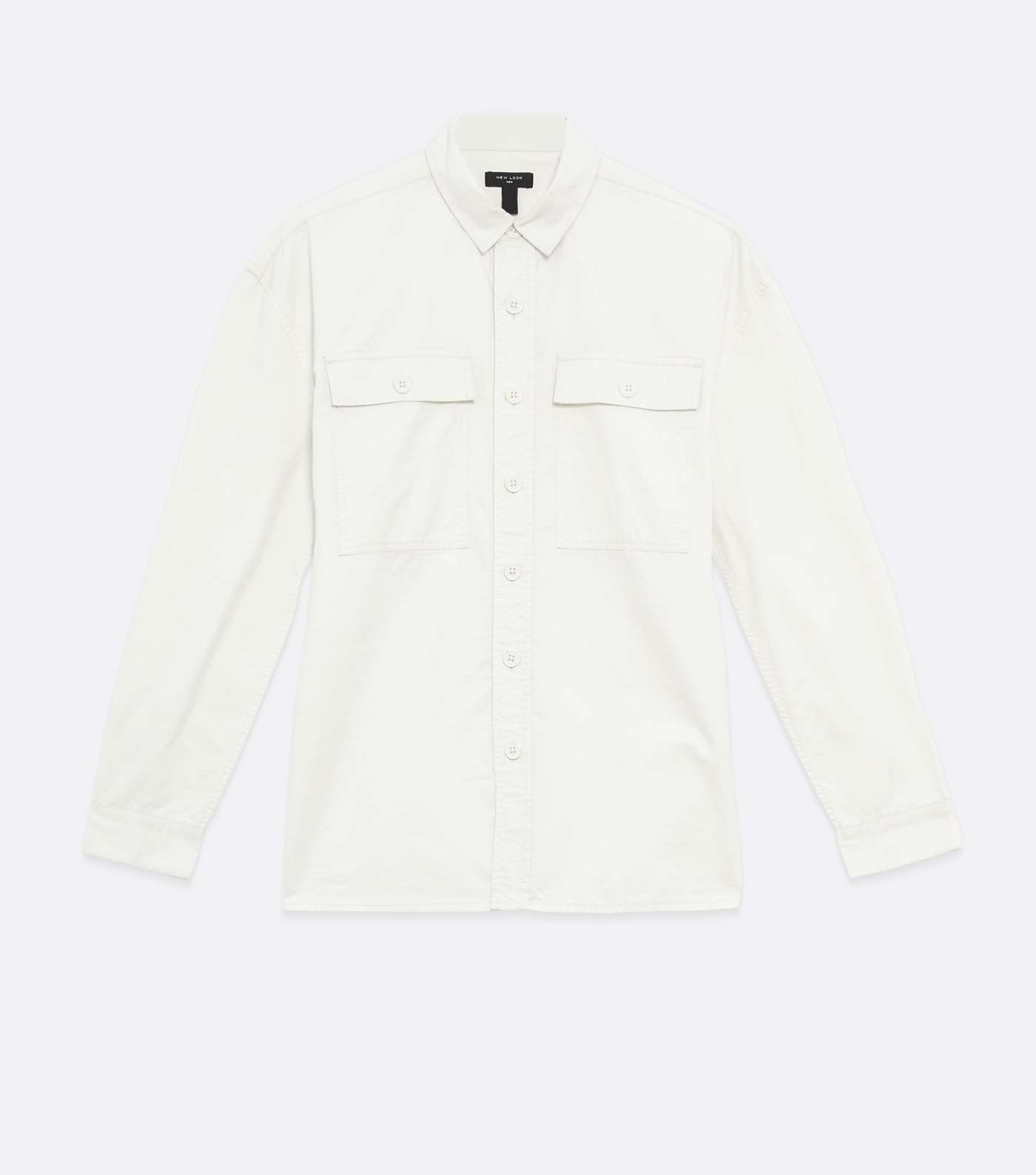 Off White Relaxed Fit Shacket Image 5