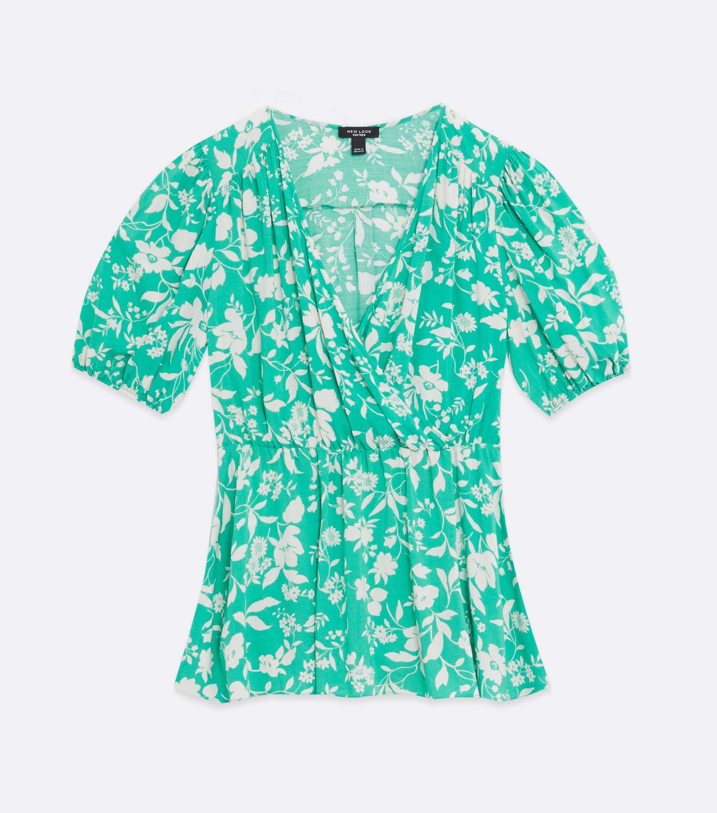 Curves Green Floral Peplum Blouse Image 5