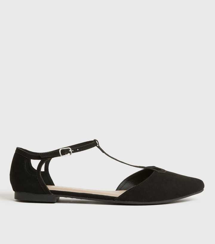 Black Suedette 2 Part Pointed Ballet Pumps | New Look
