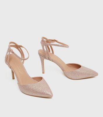 Click to view product details and reviews for Rose Gold Glitter Strappy Stiletto Court Shoes New Look Vegan.