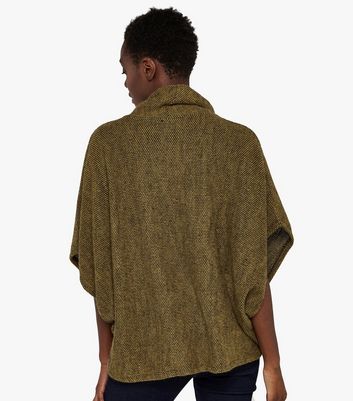 Image of Apricot Mustard Waffle Knit Cape Sleeve Top New Look