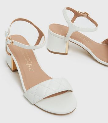 white block heel sandals new look