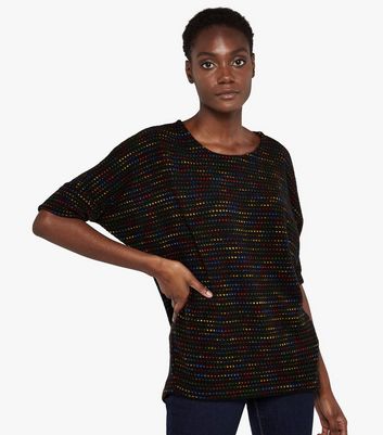 Image of Apricot Black Knit Spot Oversized Top New Look