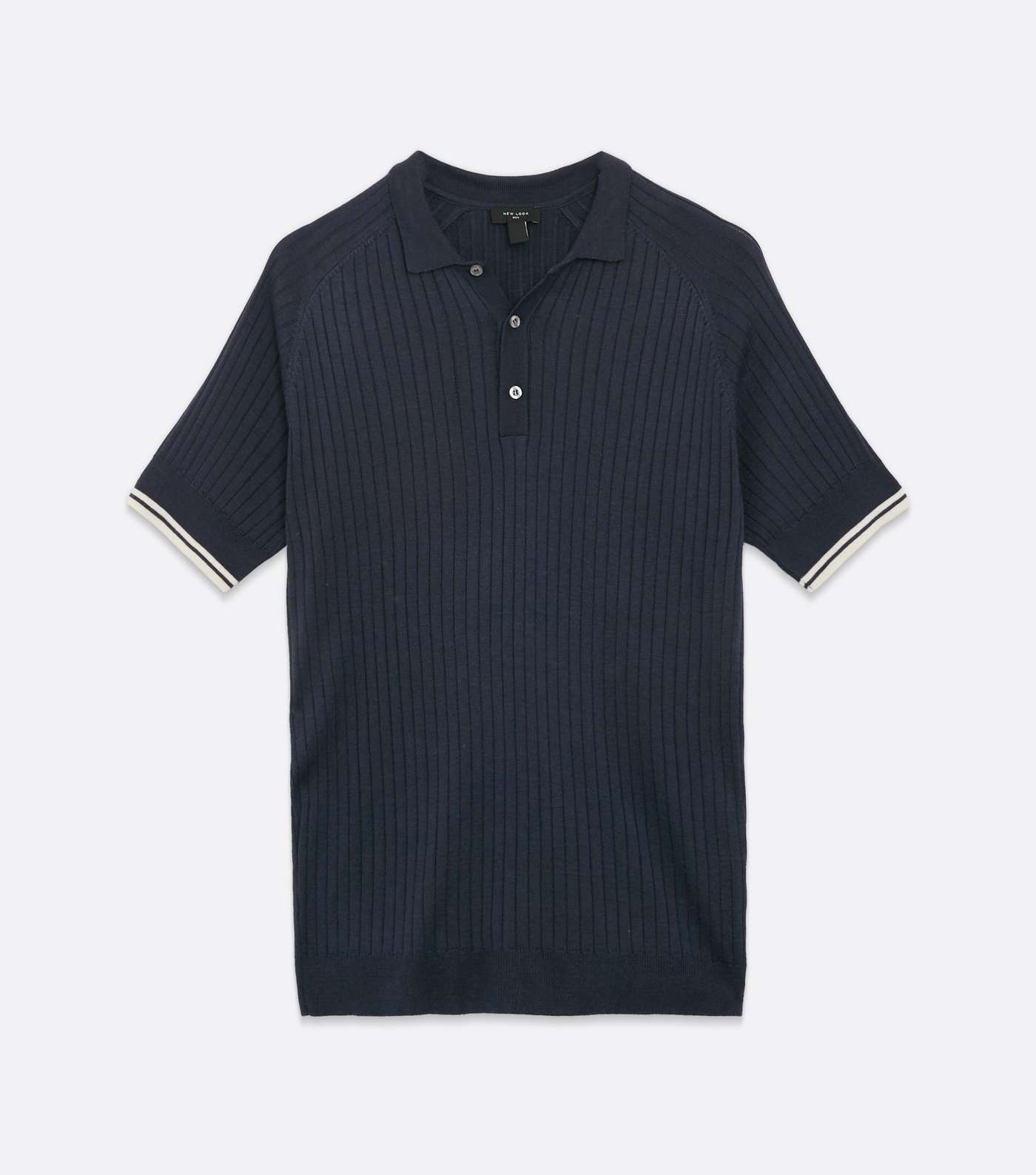 Navy Fine Knit Muscle Fit Polo Shirt Image 5