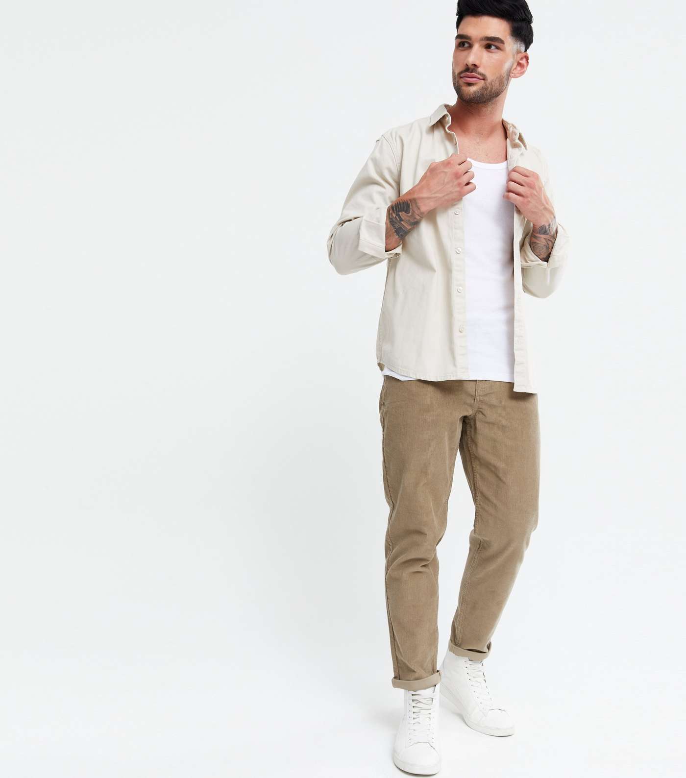 Tan Cord Tapered Trousers