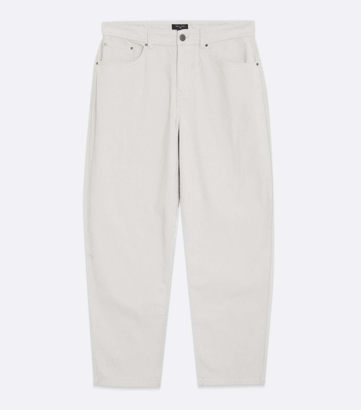 Pale Grey Cord Straight Leg Relaxed Trousers Image 5
