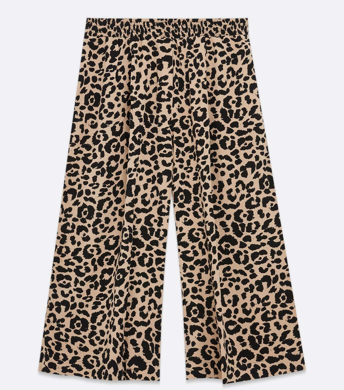 Curves Brown Leopard Print Wide Leg Crop Trousers Image 5