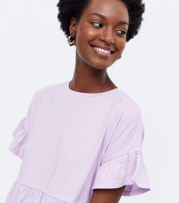 Lilac Crew Neck Mini Oversized Smock Dress New Look