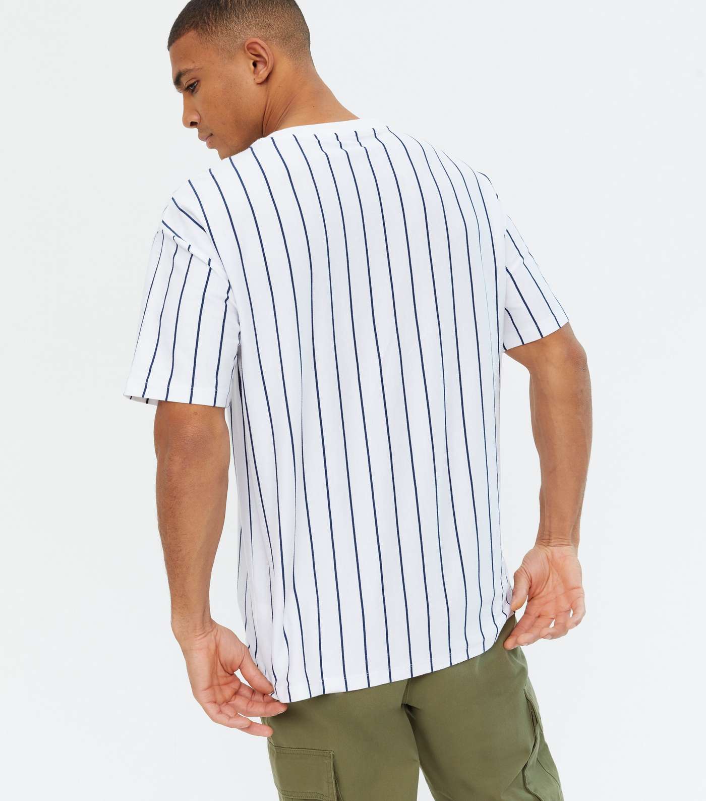 White Vertical Stripe T-Shirt Image 4