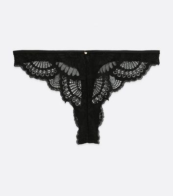 Black Scallop Lace Thong