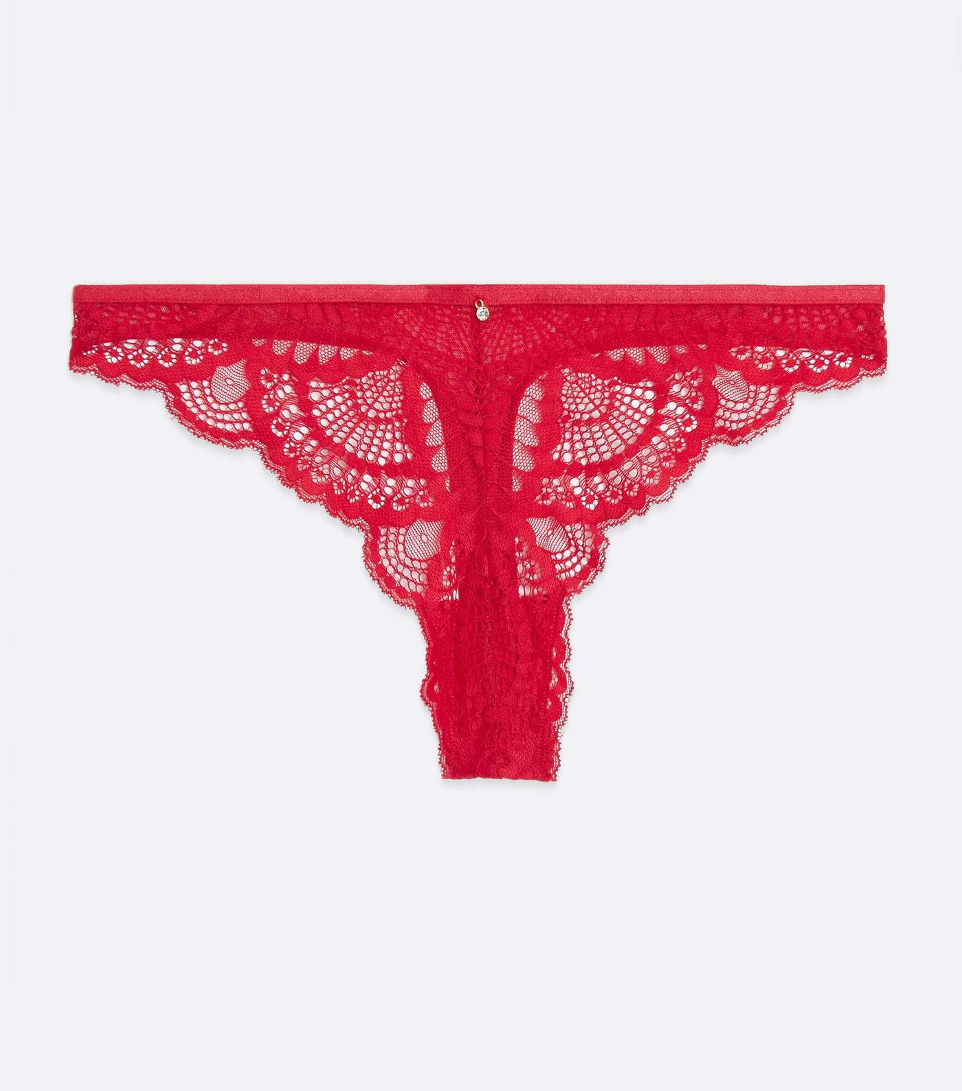 Red Scallop Lace Thong Image 5