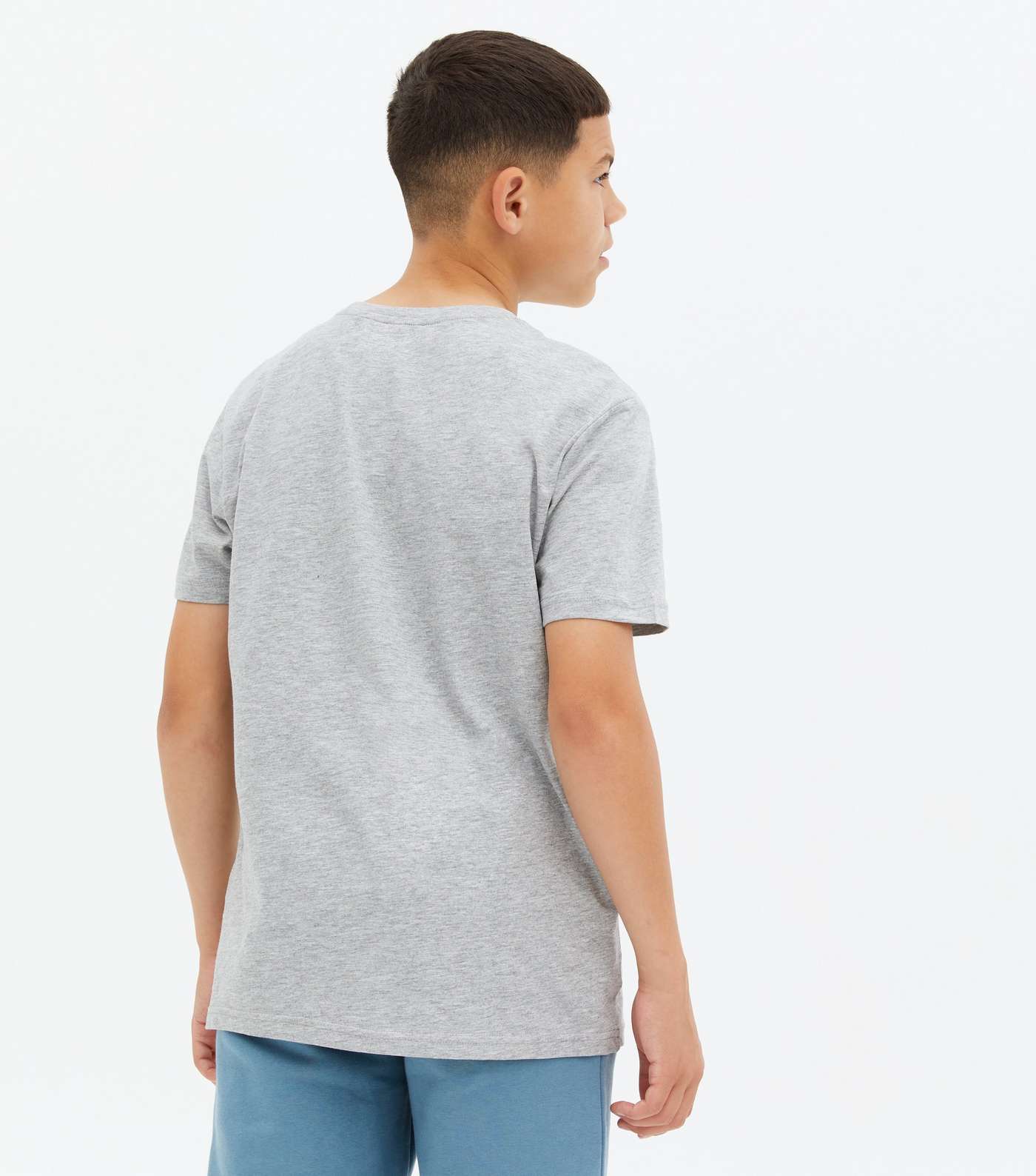 Boys Grey Marl Sun Embroidered T-Shirt Image 4