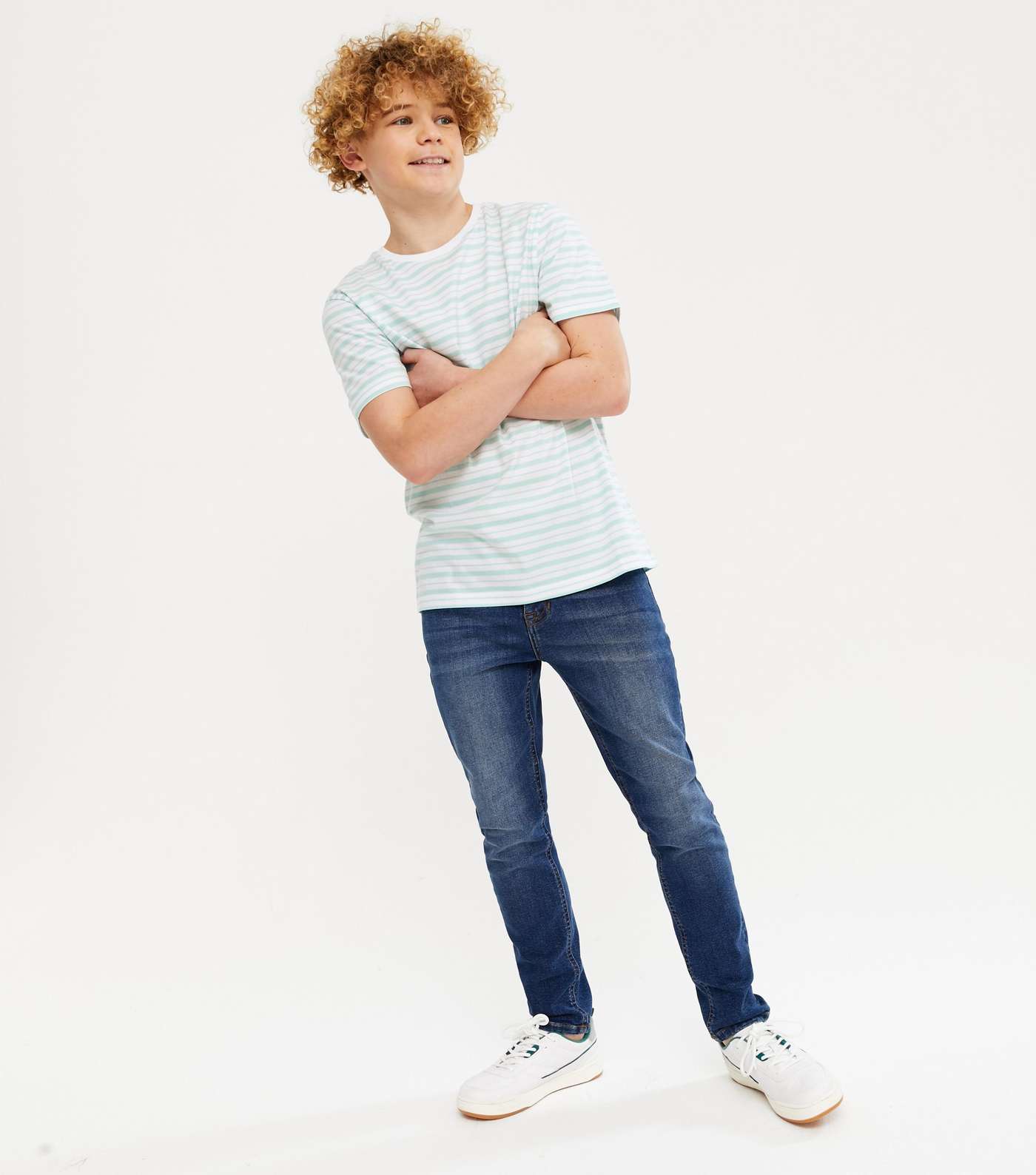 Boys Pale Blue Stripe T-Shirt Image 2
